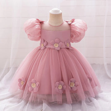 MQTIME  -  Baby and Girl's New Sticker Bubble Sleeve Bow Sweet and Cute Fashionable Mesh Princess Dress Christmas Wedding Flower Girl Dress